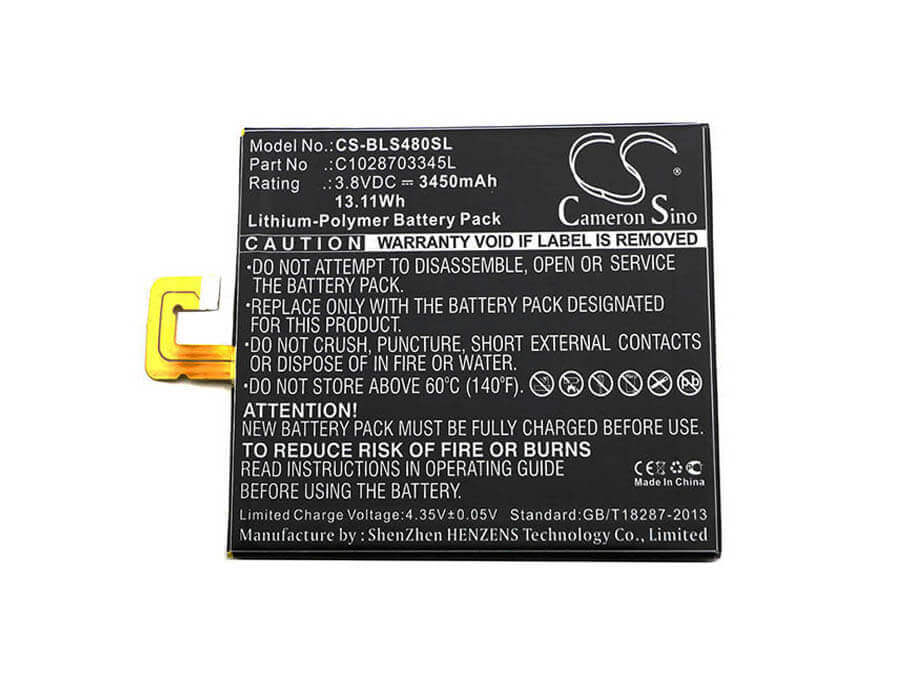 3.8V, Li-Polymer, 3450mAh, SmartPhone battery fits Blu, C1028703345l, S490u, Studio 7.0 Ii, 13.11Wh Mobile, SmartPhone Cameron Sino Technology Limited (Smartphone)