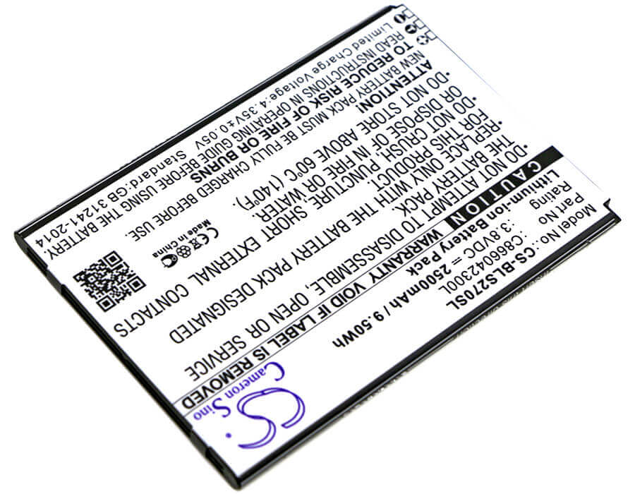 3.8V, Li-ion, 2500mAh, SmartPhone battery fits Blu, C866042300l, S270q, Studio C 8.8, 9.5Wh Mobile, SmartPhone Cameron Sino Technology Limited (Smartphone)