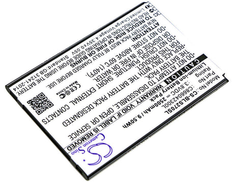 3.8V, Li-ion, 2500mAh, SmartPhone battery fits Blu, C866042300l, S270q, Studio C 8.8, 9.5Wh Mobile, SmartPhone Cameron Sino Technology Limited (Smartphone)