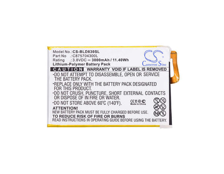 3.8V, Li-Polymer, 3000mAh, SmartPhone battery fits Blu, C875704300l, D830, D830u, 11.4Wh Mobile, SmartPhone Cameron Sino Technology Limited (Smartphone)