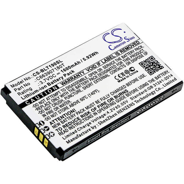 3.7V, Li-ion, 1600mAh, SmartPhone battery fits Blu, C663907180t, T190, T190i, 5.92Wh Mobile, SmartPhone Cameron Sino Technology Limited (Suspended)