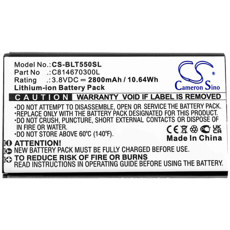 3.8V, Li-ion, 2800mAh, SmartPhone battery fits Blu, C814670300l, T550, Tank 2.4 Torch, 10.64Wh Mobile, SmartPhone Cameron Sino Technology Limited (Smartphone)