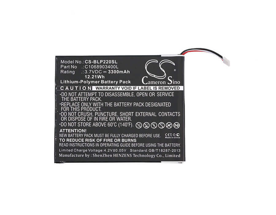 3.7V, Li-Polymer, 3300mAh, Tablet battery fits Blu, Bt-d005l, Bt-e505, P220, 12.21Wh Tablet Cameron Sino Technology Limited (Suspended)