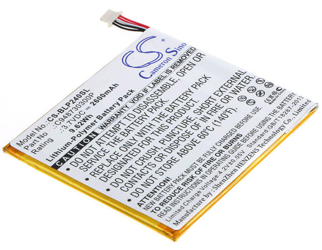 3.7V, Li-Polymer, 2600mAh, Tablet battery fits Blu, C948730300p, Bt-e003, P240u, 9.62Wh Tablet Cameron Sino Technology Limited
