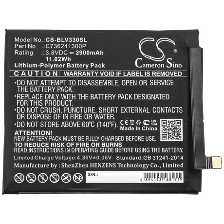 3.8V, Li-Polymer, 2900mAh, SmartPhone battery fits Blu, C736241300p, V0320vv, V0330ww, 11.02Wh Mobile, SmartPhone Cameron Sino Technology Limited (Smartphone)