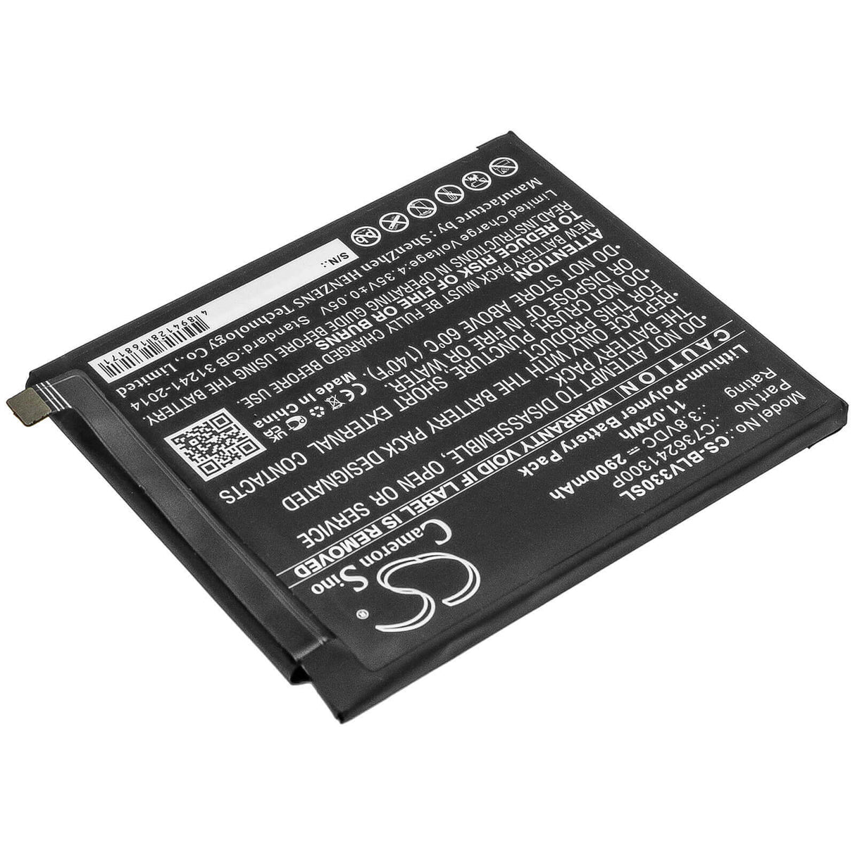 3.8V, Li-Polymer, 2900mAh, SmartPhone battery fits Blu, C736241300p, V0320vv, V0330ww, 11.02Wh Mobile, SmartPhone Cameron Sino Technology Limited (Smartphone)