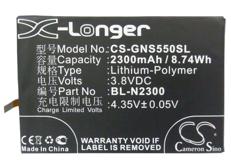 3.8V, Li-Polymer, 2300mAh, SmartPhone battery fits Blu, Gionee, Bl-n2300, D970l, Vivo 4 Iv, 8.74Wh Mobile, SmartPhone Cameron Sino Technology Limited (Smartphone)