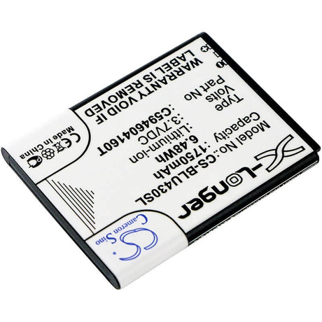 3.7V, Li-ion, 1750mAh, SmartPhone battery fits Blu, C594604160t, D910a, Vivo 4.3, 6.48Wh Mobile, SmartPhone Cameron Sino Technology Limited (Smartphone)