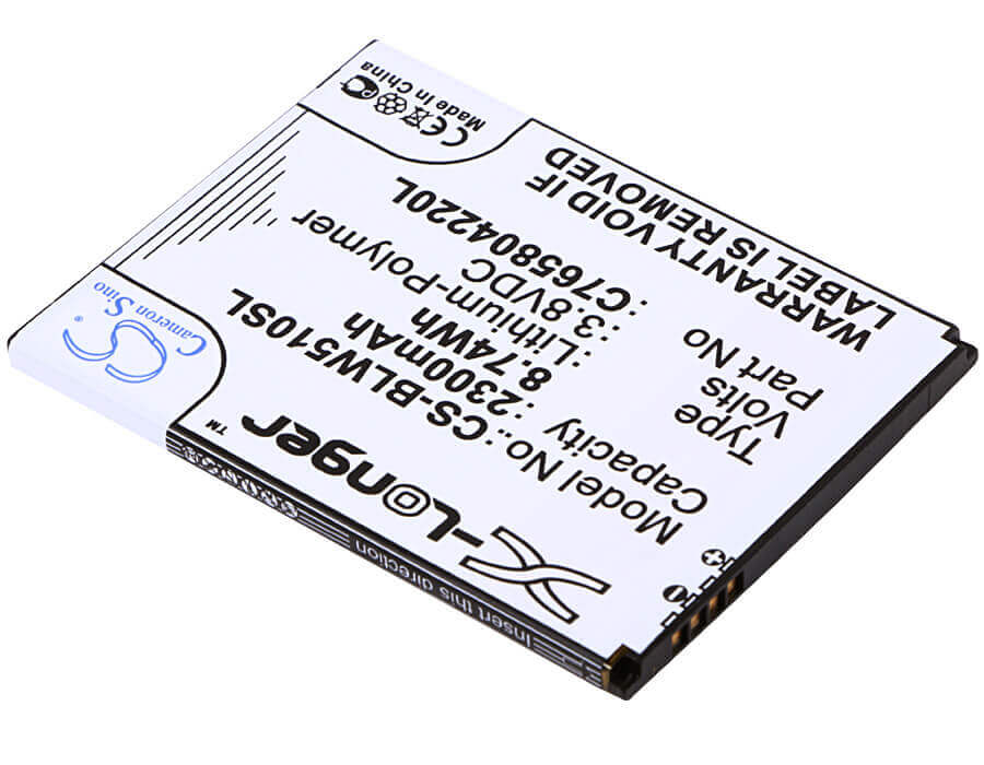 3.8V, Li-Polymer, 2300mAh, SmartPhone battery fits Blu, C765804220l, L280, L280a, 8.74Wh Mobile, SmartPhone Cameron Sino Technology Limited (Smartphone)