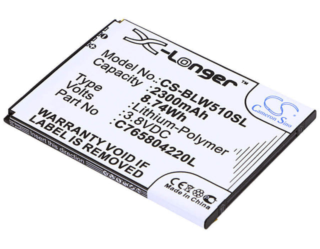 3.8V, Li-Polymer, 2300mAh, SmartPhone battery fits Blu, C765804220l, L280, L280a, 8.74Wh Mobile, SmartPhone Cameron Sino Technology Limited (Smartphone)