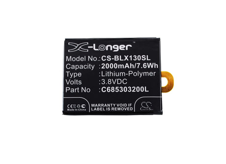 3.8V, Li-Polymer, 2000mAh, SmartPhone battery fits Blu, C685303200l, Win Jr Lte, X130, 7.6Wh Mobile, SmartPhone Cameron Sino Technology Limited (Suspended)