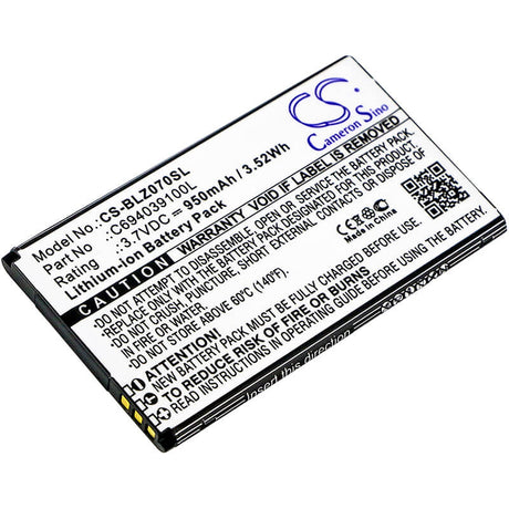 3.7V, Li-ion, 950mAh, SmartPhone battery fits Blu, C694039100i, Z070, Z070u, 3.52Wh Mobile, SmartPhone Cameron Sino Technology Limited (Suspended)