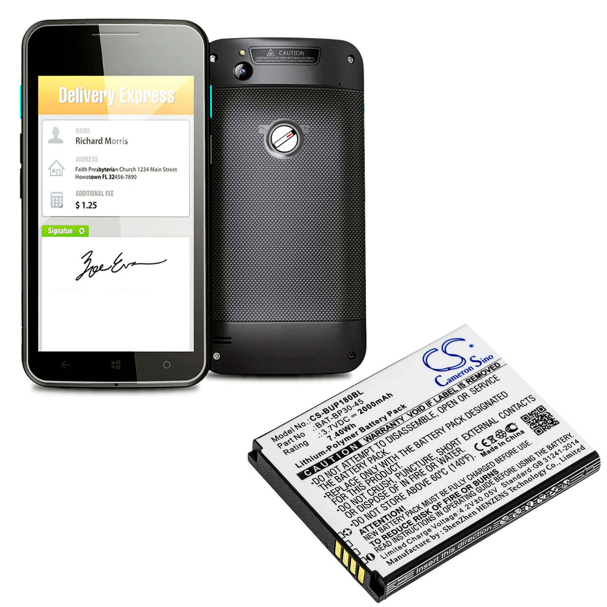 Barcode Scanner Battery For Bluebird, Bm180, Bp30 3.7v, 2000mah - 7.40wh Barcode Scanner Cameron Sino Technology Limited