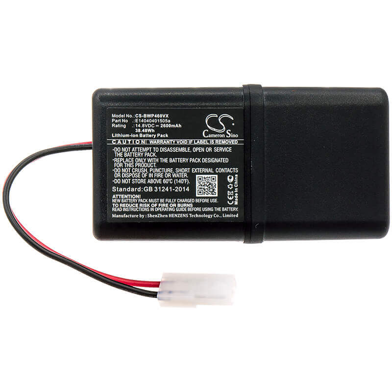 14.8V, Li-ion, 2600mAh, Vacuum battery fits Bobsweep, Bob Pethair, Junior, Pethair Robot, 38.48Wh Vacuum Cameron Sino Technology Limited