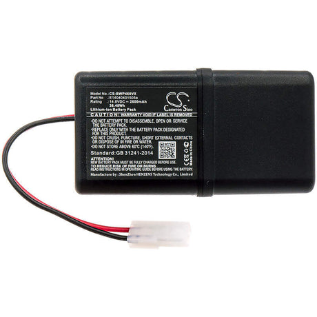 14.8V, Li-ion, 2600mAh, Vacuum battery fits Bobsweep, Bob Pethair, Junior, Pethair Robot, 38.48Wh Vacuum Cameron Sino Technology Limited