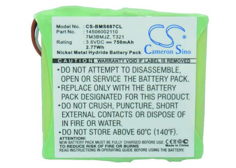 3.6V, Ni-MH, 750mAh, Cordless Phone battery fits Tiptel, Schneider, Detewe, Bosch, Gp, 1453.060-02110, Ms687, 2.7Wh Cordless Phone Cameron Sino Technology Limited (Cordless Phone)