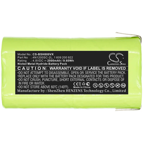 4.8V, Ni-MH, 2000mAh, Vacuum battery fits Schneide, Bosch, P800sl, 9.60Wh Vacuum Cameron Sino Technology Limited