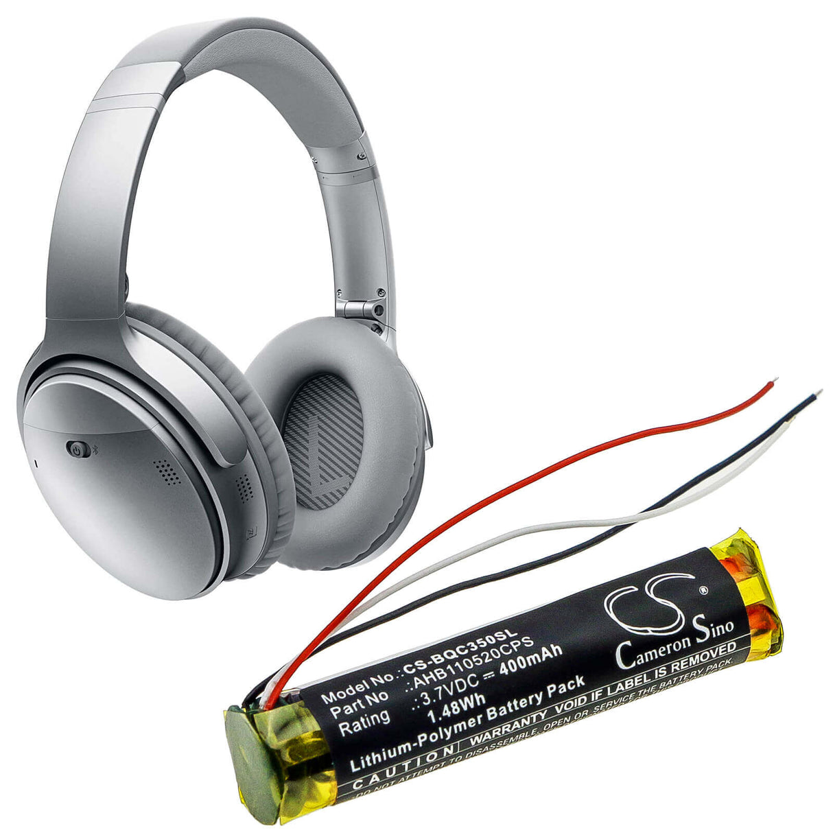 3.7V, Li-Polymer, 400mAh, Headset battery fits Bose, Ahb110520cps, 419811, Qc35, 1.48Wh Wireless Headset Cameron Sino Technology Limited