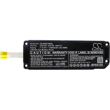 7.4V, Li-ion, 3400mAh, Speaker battery fits Bose, Soundlink Mini 2, 25.16Wh Speaker Cameron Sino Technology Limited