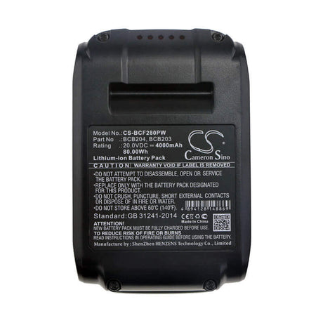 20.0V, Li-ion, 4000mAh, Power Tools battery fits Bostitch, Bcb203, 15 Ga Fn Angled Finish Nailer, 16 Ga Straight Finish Nailer K, 80Wh Power Tools Cameron Sino Technology Limited (Power Tools)