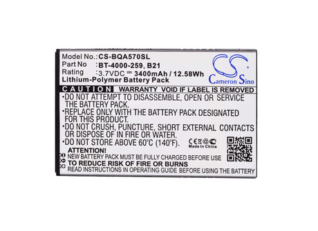 3.7V, Li-Polymer, 3400mAh, SmartPhone battery fits Bq, B21, Aquaris 5.7, 12.58Wh Mobile, SmartPhone Cameron Sino Technology Limited (Suspended)