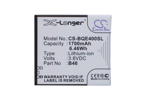 3.8V, Li-Polymer, 1700mAh, SmartPhone battery fits Bq, B46, 1700, Aquaris E4, 6.46Wh Mobile, SmartPhone Cameron Sino Technology Limited (Smartphone)