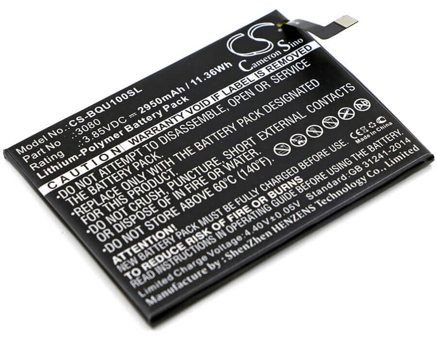 3.85V, Li-Polymer, 2950mAh, SmartPhone battery fits Bq, 3080, Aquaris U, U Lite, 11.36Wh Mobile, SmartPhone Cameron Sino Technology Limited (Smartphone)