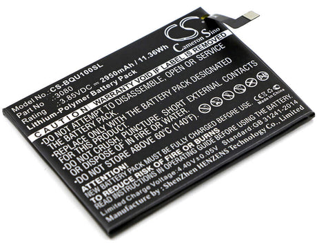 3.85V, Li-Polymer, 2950mAh, SmartPhone battery fits Bq, 3080, Aquaris U, U Lite, 11.36Wh Mobile, SmartPhone Cameron Sino Technology Limited (Smartphone)