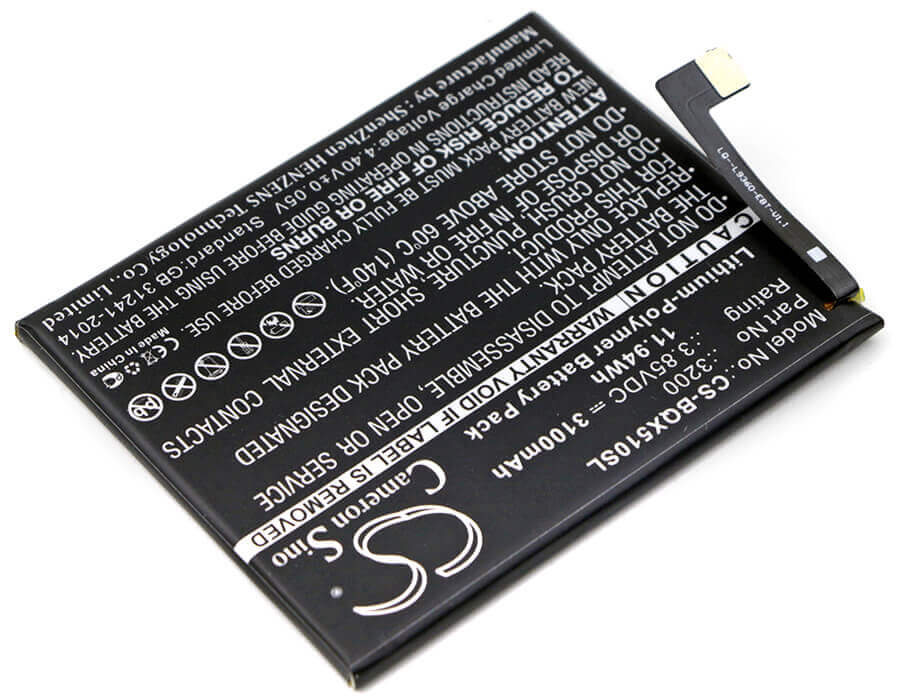 3.85V, Li-Polymer, 3100mAh, SmartPhone battery fits Bq, 3200, Aquaris X5 Plus, 11.94Wh Mobile, SmartPhone Cameron Sino Technology Limited (Smartphone)