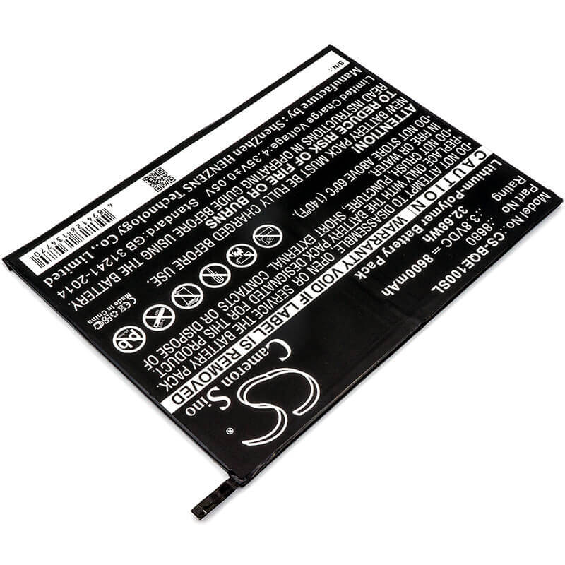 3.8V, Li-Polymer, 8600mAh, Tablet battery fits Bq, 8680, E10, E10 Tablet, 32.68Wh Tablet Cameron Sino Technology Limited