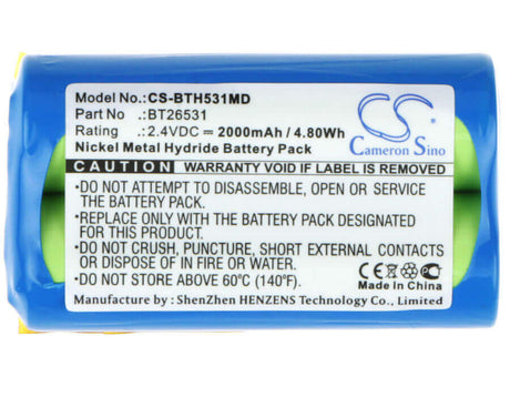 2.4V, Ni-MH, 2000mAh, Medical battery fits Brandtech, Bt26531, Accu-jet, Accu-jet Pipette Controllers, 4.80Wh Medical Cameron Sino Technology Limited (Medical)