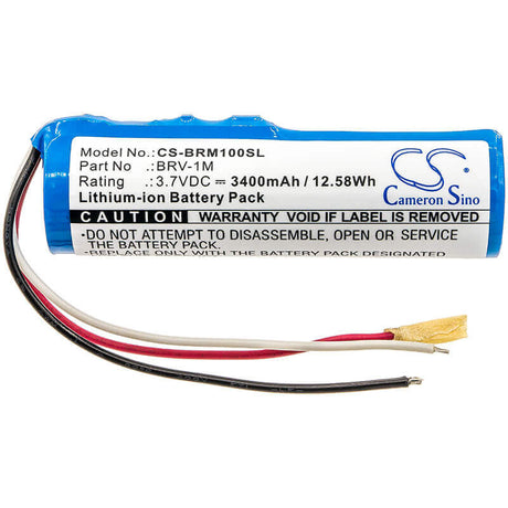 3.7V, Li-ion, 3400mAh, Speaker battery fits Braven, Brv-1m, 12.58Wh Speaker Cameron Sino Technology Limited