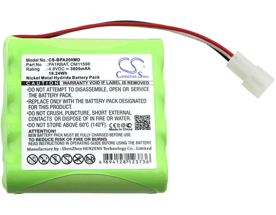 4.8V, Ni-MH, 3800mAh, Medical battery fits Bullard, 84932, Pa20 Air Purifying System, Pa20 Rspirator, 18.24Wh Medical Cameron Sino Technology Limited (Medical)