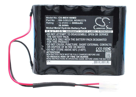12.0V, Ni-MH, 3000mAh, Medical battery fits Fukuda, Burdick, Siemens, 862278, Corp Elite Ek10, Ek10, 36.00Wh Medical Cameron Sino Technology Limited (Medical)