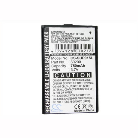 3.7V, Li-ion, 750mAh, GPS battery fits Callaway, 1008000134, Upro, Upro Go, 2.78Wh GPS, Navigator Cameron Sino Technology Limited