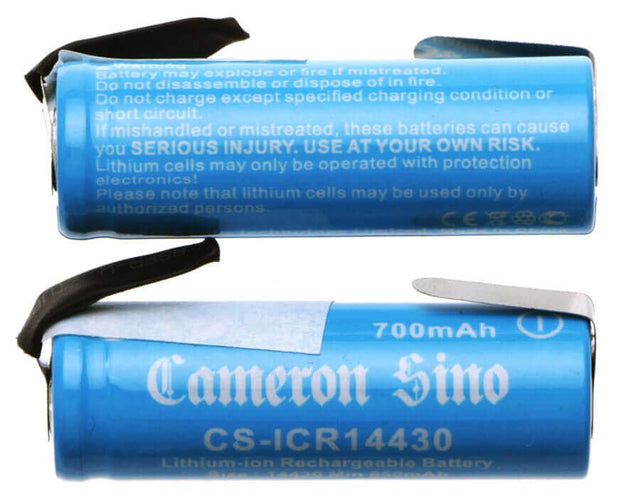 Cameron Sino CS-ICR14430NT 2pcs Lithium Ion 14430 4/5 AA Battery Pack with Solder Tabs – 650mAh 14430 Cameron Sino Technology Limited
