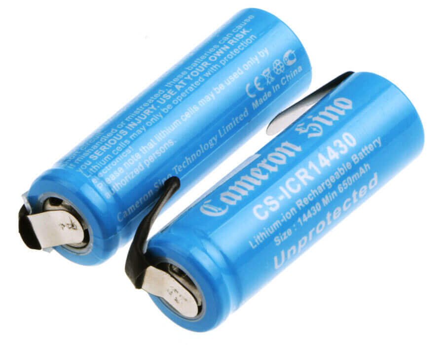 Cameron Sino CS-ICR14430NT 2pcs Lithium Ion 14430 4/5 AA Battery Pack with Solder Tabs – 650mAh 14430 Cameron Sino Technology Limited