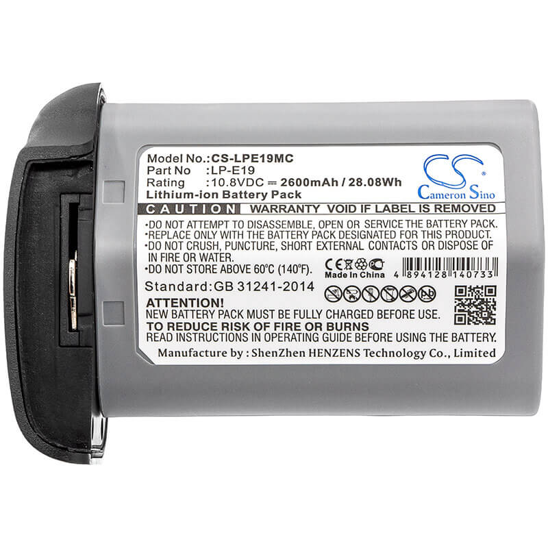 10.8V, Li-ion, 2600mAh, Camera battery fits Canon, Lp-e19, 1d Mark 3, 1d Mark 4, 28.08Wh Camera Cameron Sino Technology Limited (Camera)