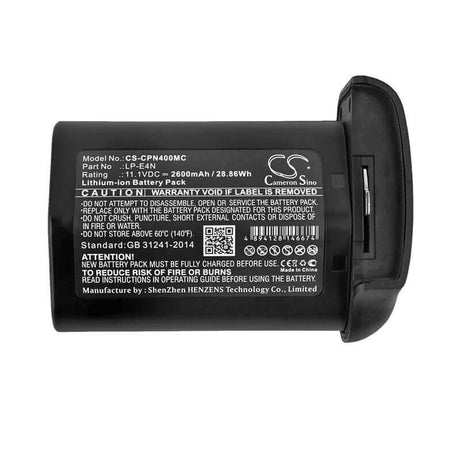 11.1V, Li-ion, 2600mAh, Camera battery fits Canon, Lp-e4n, 1d Mark 3, 1d Mark 4, 28.86Wh Camera Cameron Sino Technology Limited (Camera)