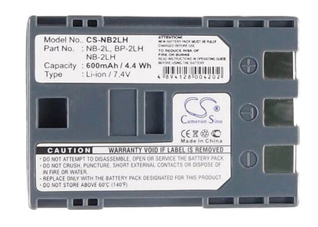7.4V, Li-ion, 600mAh, Camera battery fits Canon, Bp-2l5, 40mc, Bp-2lh, 4.44Wh Camera Cameron Sino Technology Limited (Camera)