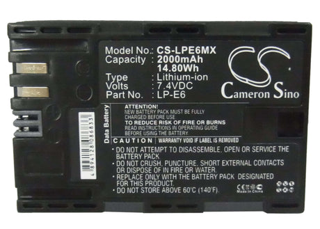 Camera Battery For Canon 5d Mark Iii, Eos 7.4v, 2000mah - 14.80wh Camera Cameron Sino Technology Limited (Camera)