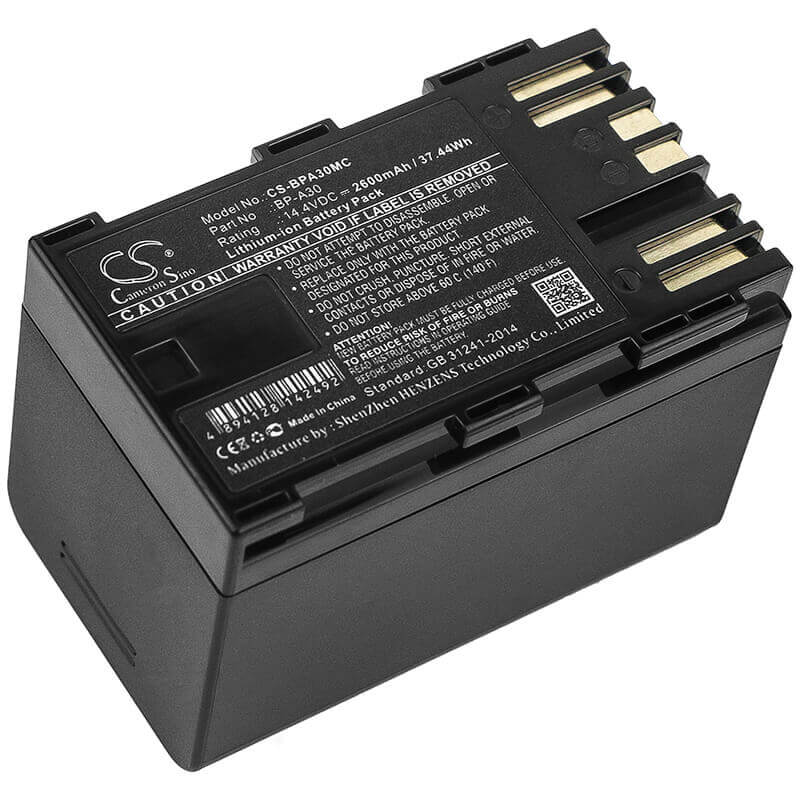 14.4V, Li-ion, 2600mAh, Camera battery fits Canon, Bp-a30, Ca-cp200l, Eos C200, 37.44Wh Camera Cameron Sino Technology Limited (Camera)