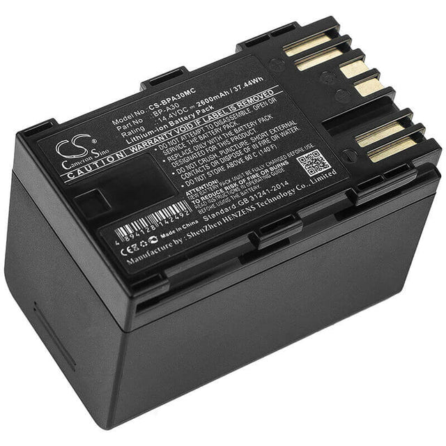 14.4V, Li-ion, 2600mAh, Camera battery fits Canon, Bp-a30, Ca-cp200l, Eos C200, 37.44Wh Camera Cameron Sino Technology Limited (Camera)