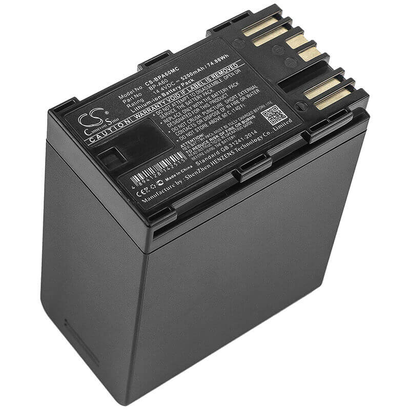 14.4V, Li-ion, 5200mAh, Camera battery fits Canon, Bp-a60, Ca-cp200l, Eos C200, 74.88Wh Camera Cameron Sino Technology Limited (Camera)