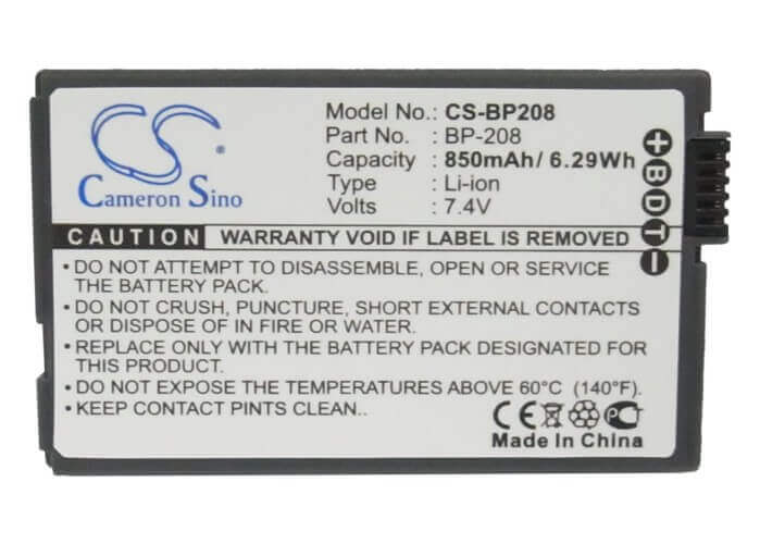7.4V, Li-ion, 850mAh, Camera battery fits Canon, Bp-208, Dc10, Dc100, 6.29Wh Camera Cameron Sino Technology Limited (Camera)