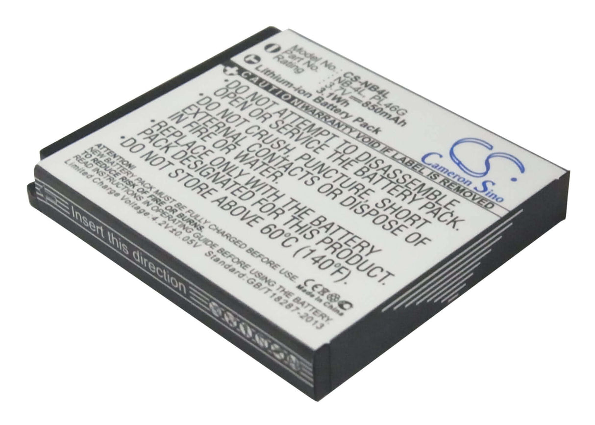 3.7V, Li-ion, 850mAh, Camera battery fits Canon, Nb-4l, Digital Ixus 100 Is, Digital Ixus 110 Is, 3.145Wh Camera Cameron Sino Technology Limited (Camera)