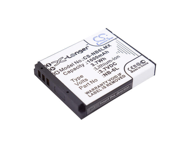 3.7V, Li-ion, 1000mAh, Camera battery fits Canon, Nb-6l, Digital Ixus 200 Is, Digital Ixus 210, 3.7Wh Camera Cameron Sino Technology Limited (Camera)