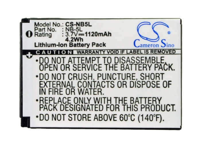 Camera Battery For Canon NB-5L, Digital Ixus 800 Is, 3.7v, 1120mah - 4.14wh Camera Cameron Sino Technology Limited (Camera)