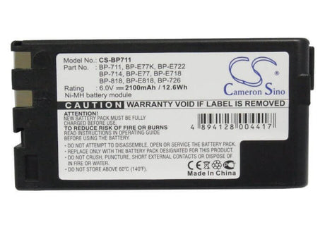 6.0V, Ni-MH, 2100mAh, Camera battery fits Canon, Bp-711, E06, E07, 12.6Wh Camera Cameron Sino Technology Limited (Camera)