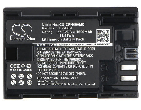 Camera Battery For Canon Eos 5d Mark Ii, 7.2v, 1600mah - 11.52wh Camera Cameron Sino Technology Limited (Camera)
